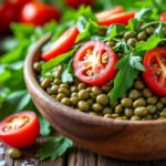 Salade de lentilles vertes, tomates cerises et roquette