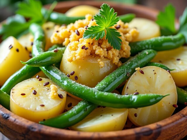 Salade de pommes de terre, haricots verts et moutarde à l’ancienne