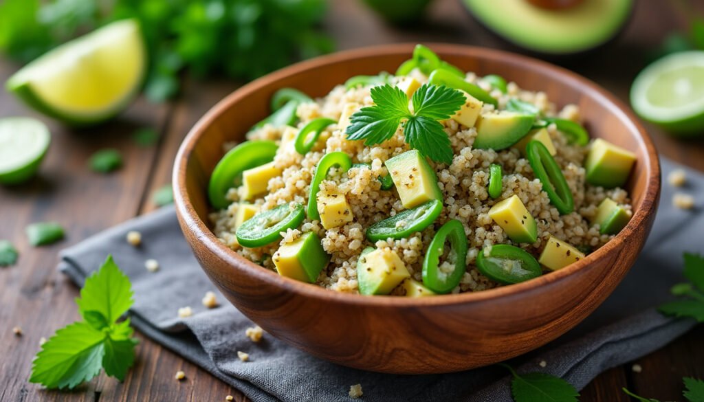découvrez notre délicieuse salade de quinoa, avocat et pois gourmands : une recette fraîche, saine et rapide, parfaite pour un repas équilibré et plein de saveurs.