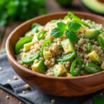 Salade de quinoa, avocat et pois gourmands
