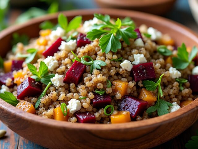 Salade de quinoa et betteraves rôties