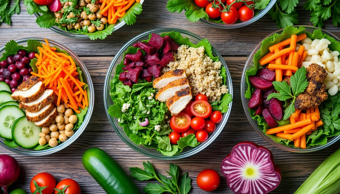 découvrez nos recettes de salades complètes et protéinées, idéales pour un repas sain, équilibré et savoureux. faites le plein d’énergie avec des ingrédients frais et gourmands !