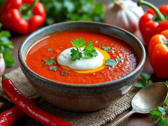 Soupe froide de poivrons et yaourt