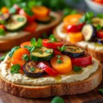 Tartines de houmous et légumes rôtis