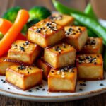 Tofu poêlé aux graines de sésame et légumes vapeur
