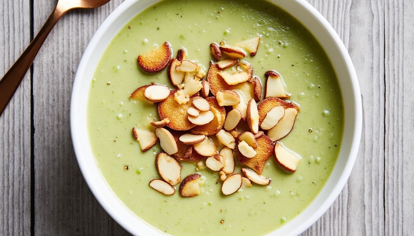découvrez notre délicieuse recette de velouté de courgettes et amandes, une soupe crémeuse et raffinée, idéale pour un repas léger et savoureux. facile et rapide à préparer !