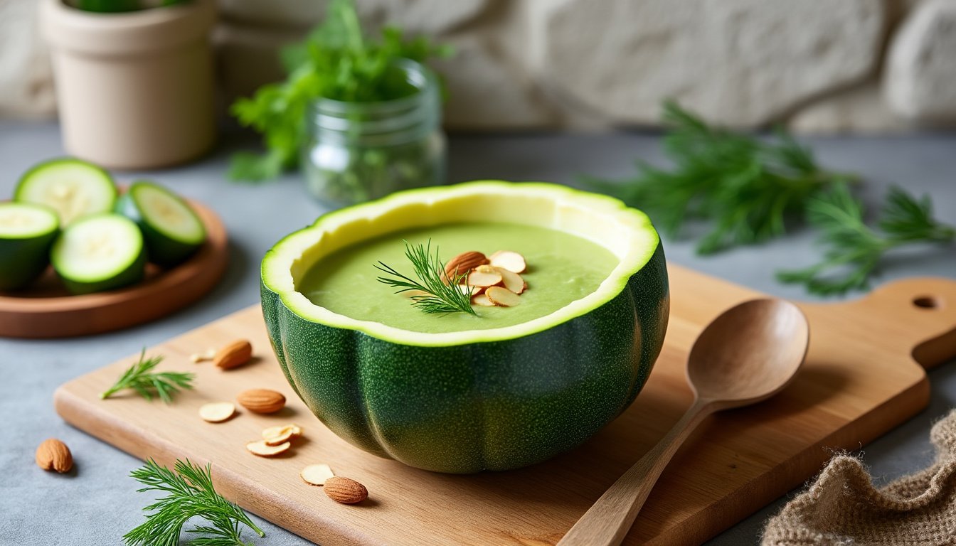 découvrez notre recette de velouté de courgettes et amandes, un potage onctueux et savoureux, facile à préparer. idéal pour un repas léger et gourmand, ce velouté marie la douceur des courgettes à la délicatesse des amandes.