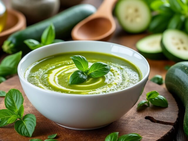 Velouté froid de courgettes et basilic