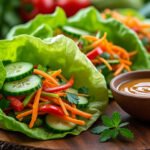 Wraps de laitue aux légumes croquants et sauce cacahuète