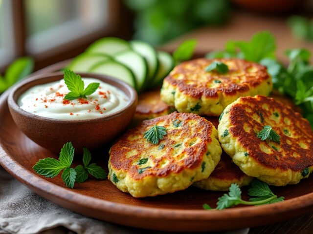 Beignets de courgettes et sauce yaourt