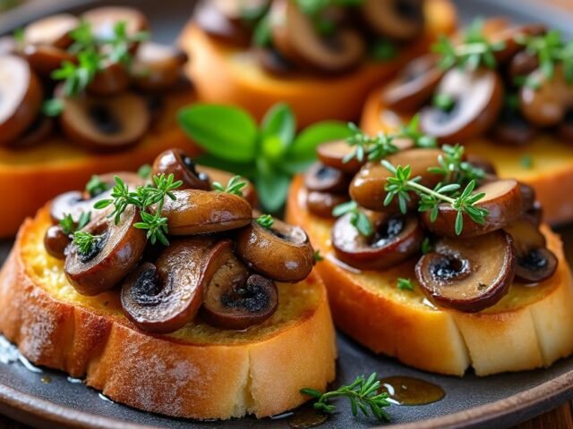 Bruschettas aux champignons et thym