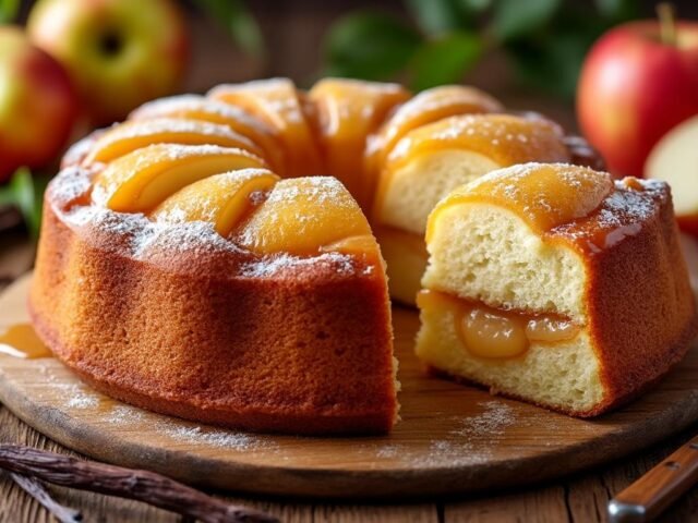 Cake à la compote de pommes et vanille