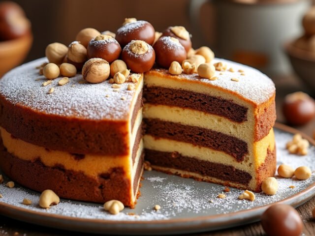 Cake à la farine de châtaigne et noisettes