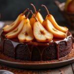 Cake au cacao et poires caramélisées