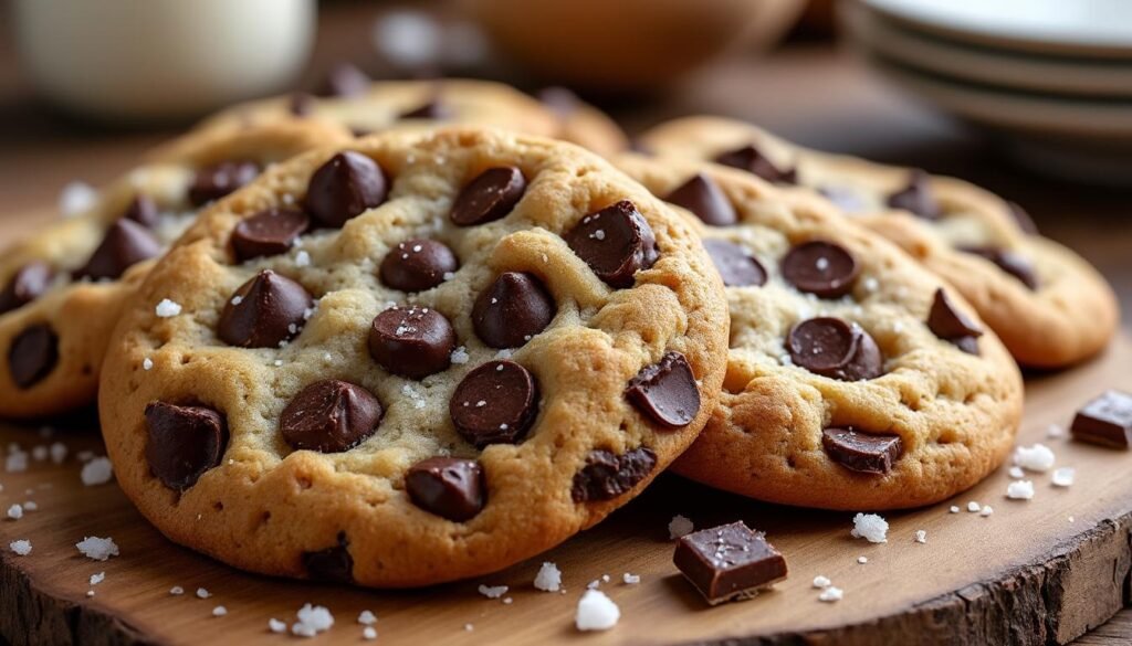 découvrez notre recette gourmande de cookies aux éclats de chocolat noir et à la fleur de sel. des biscuits moelleux, parfaits pour une pause sucrée raffinée et savoureuse !