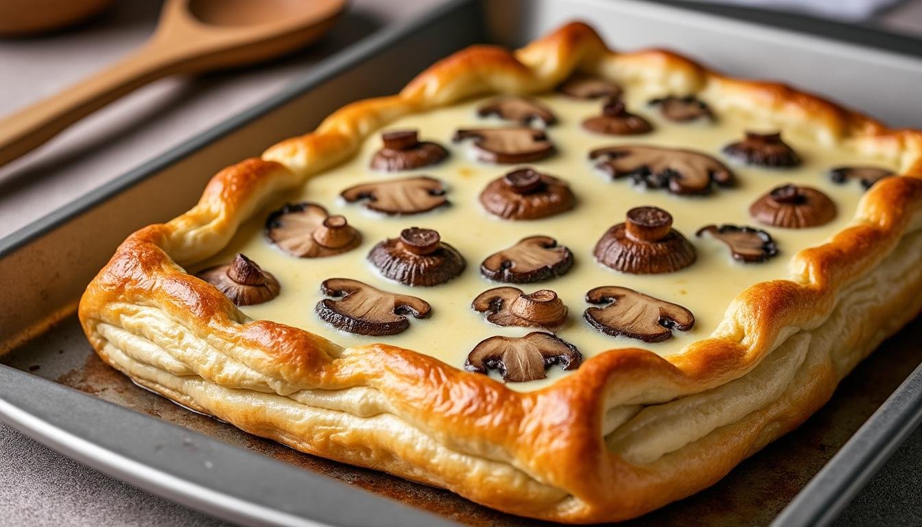 découvrez notre recette gourmande de feuilleté aux champignons et béchamel végétale : un plat savoureux, facile à préparer et 100% végétal pour régaler vos convives lors de vos repas.