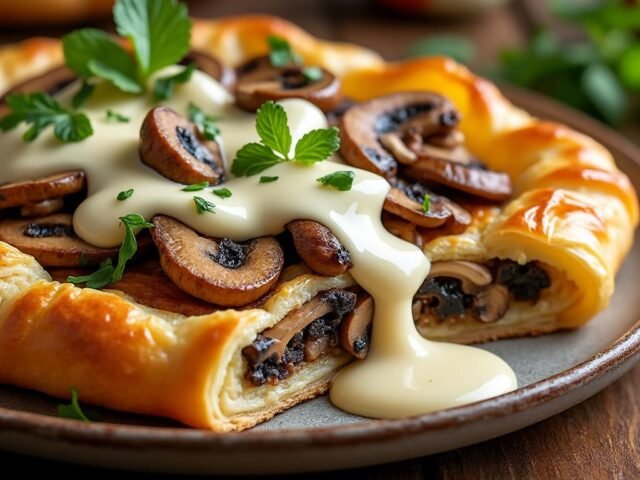 Feuilleté aux champignons et béchamel végétale