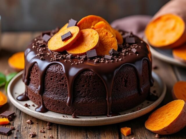 Gâteau à la patate douce et chocolat noir