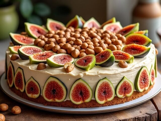 Gâteau aux figues et noisettes grillées