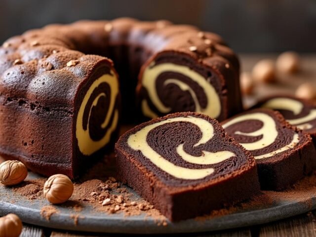 Gâteau marbré chocolat-noisette