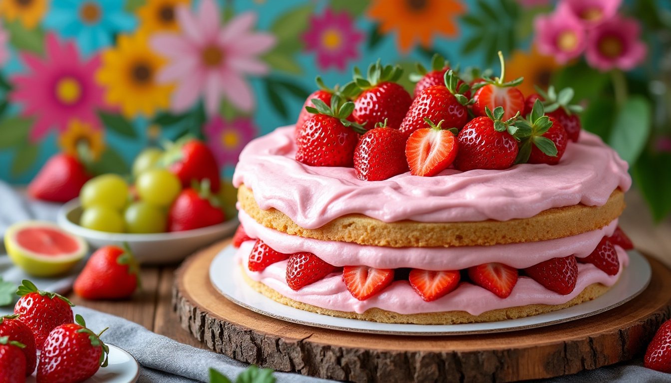 découvrez notre recette de gâteau moelleux aux fraises et mascarpone végétal, un dessert gourmand, léger et sans produits d’origine animale, parfait pour régaler vos invités tout en restant vegan !