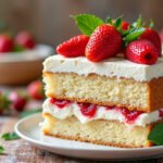 Gâteau moelleux aux fraises et mascarpone végétal