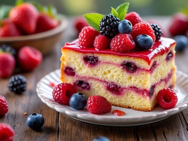 Gâteau moelleux aux fruits rouges et yaourt végétal
