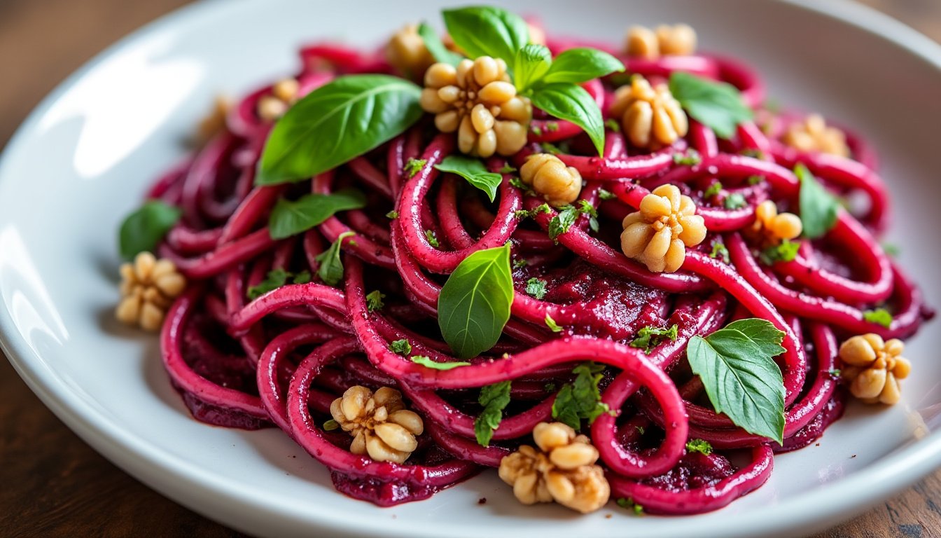 découvrez notre recette originale de pâtes au pesto de betterave et noix : un plat coloré, savoureux et rapide à préparer, idéal pour un repas sain et gourmand.