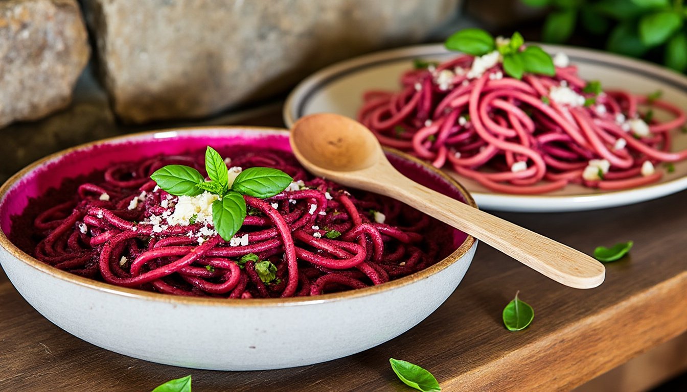 découvrez une délicieuse recette de pâtes au pesto de betterave et noix, savoureuse et colorée, idéale pour un repas sain et gourmand. facile à préparer, ce plat végétarien ravira vos papilles !