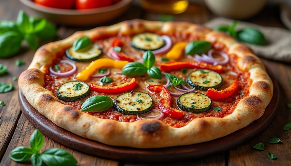 découvrez notre délicieuse pizza maison à la crème d’aubergine et légumes grillés : une recette gourmande, végétarienne et pleine de saveurs méditerranéennes, idéale pour un repas convivial et sain.