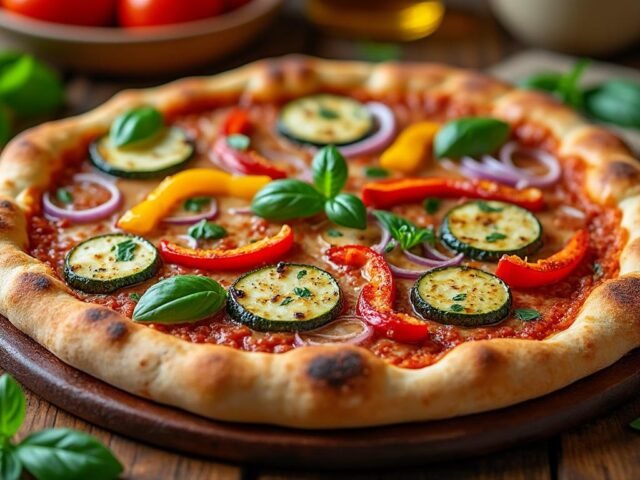 Pizza maison à la crème d’aubergine et légumes grillés