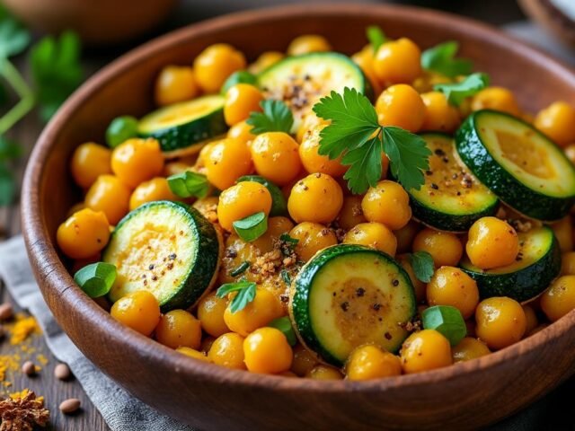 Poêlée de pois chiches et courgettes au curry