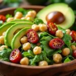 Salade d’avocat, pois chiches et tomates séchées