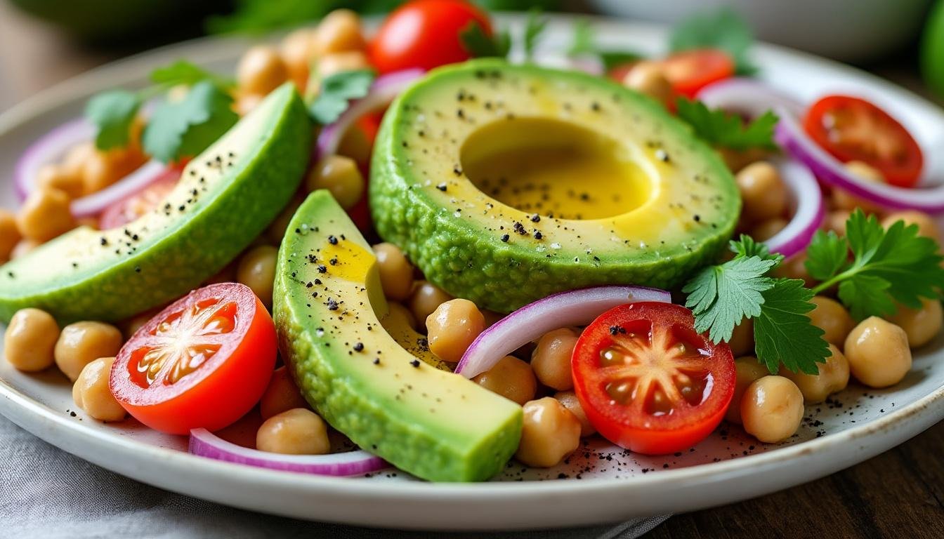découvrez notre salade d’avocat, pois chiches et tomates séchées : une recette savoureuse, saine et rapide à préparer, idéale pour un repas léger et gourmand !