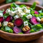 Salade de betterave, noix et fromage de chèvre