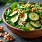 Salade de courgettes marinées, roquette et noix
