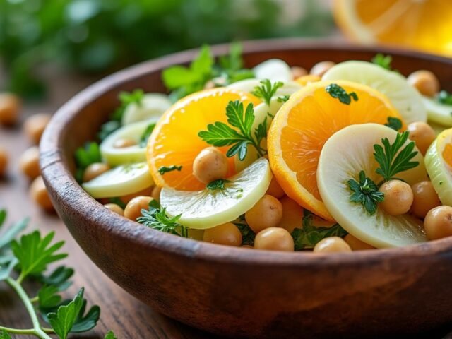 Salade de fenouil, orange et pois chiches
