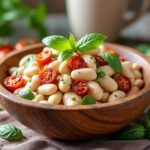 Salade de haricots blancs, tomates séchées et basilic