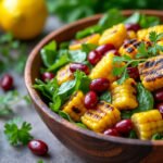 Salade de maïs grillé, haricots rouges et sauce citronnée