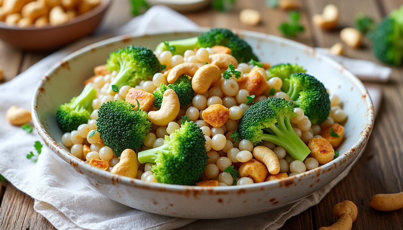 découvrez une salade d’orge perlé fraîche et savoureuse, agrémentée de brocolis croquants et de noix de cajou. une recette saine et gourmande, idéale pour un repas équilibré et riche en saveurs.