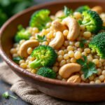 Salade d’orge perlé, brocolis et noix de cajou