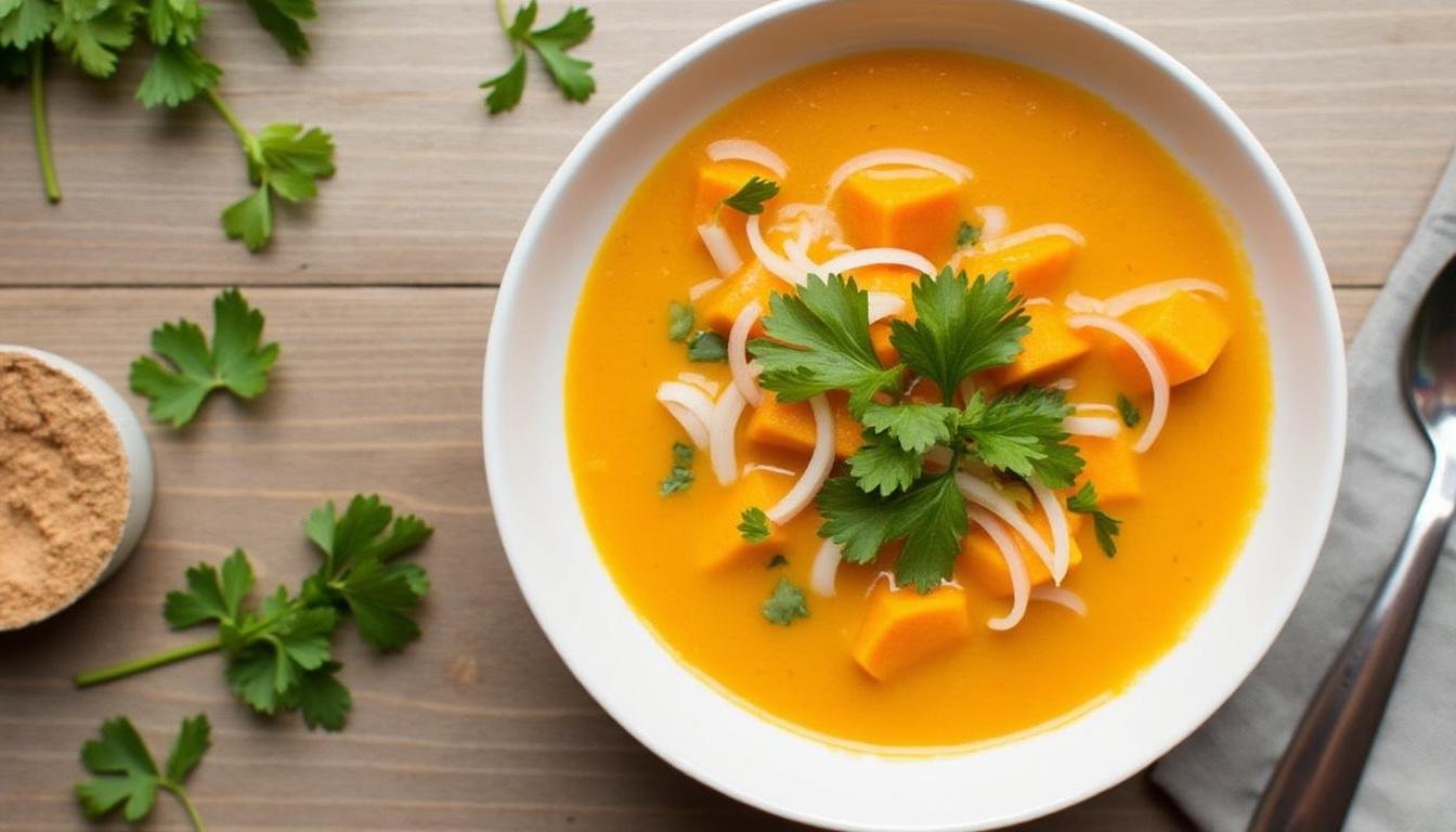savourez une soupe froide de patate douce relevée d'une touche de gingembre. une recette fraßche, légÚre et originale, parfaite pour vos entrées estivales et pleine de saveurs exotiques.