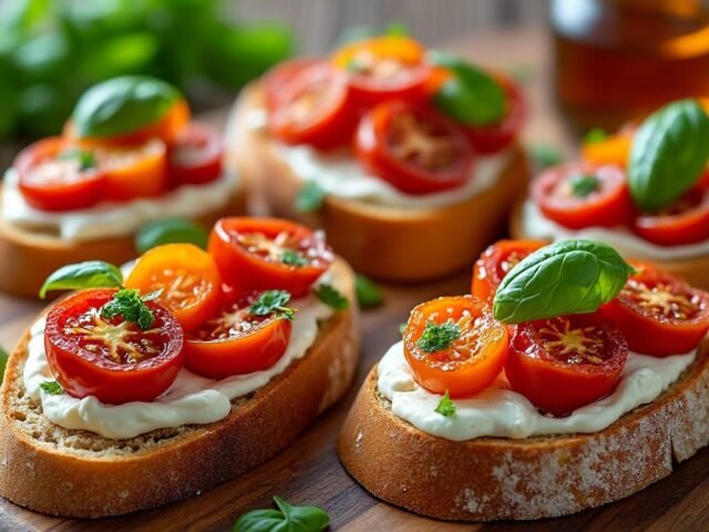 Tartines de ricotta et tomates rôties
