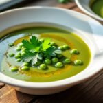 Velouté de pois cassés et coriandre