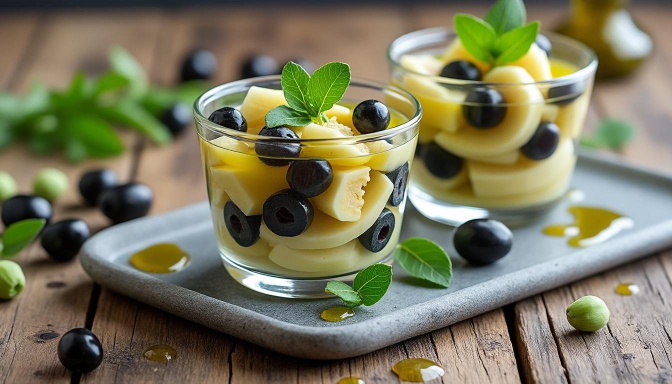 découvrez une délicieuse recette de verrines à la crème d’artichauts et olives noires, idéale pour un apéritif raffiné et savoureux. facile à préparer, parfaite pour épater vos invités !