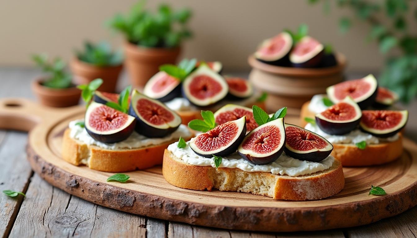 découvrez notre recette de bruschetta aux figues et fromage de chèvre : une alliance sucrée-salée irrésistible, idéale pour un apéritif gourmand ou une entrée raffinée.