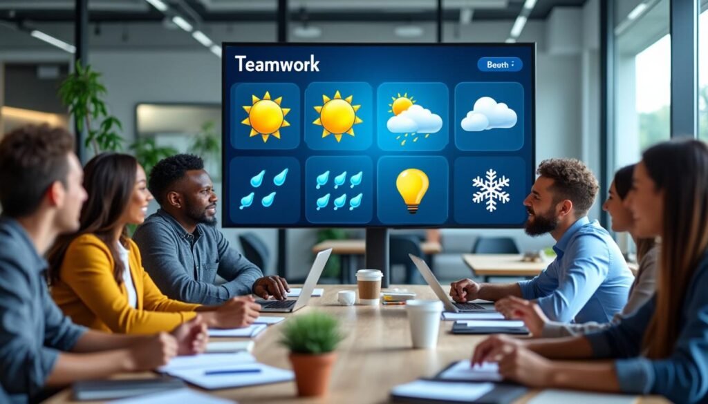 découvrez comment utiliser la météo d’équipe pour améliorer la communication au travail, avec un guide étape par étape et des exemples d’émojis adaptés à toutes les situations.