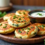 Petites crêpes salées aux herbes et fromage frais