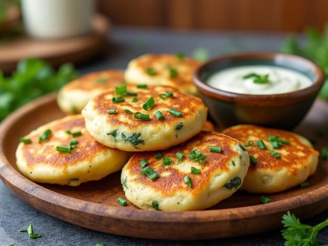 Petites crêpes salées aux herbes et fromage frais