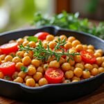 Poêlée de pois chiches à la tomate et au thym